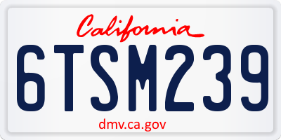 CA license plate 6TSM239