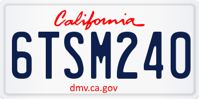 CA license plate 6TSM240