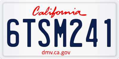 CA license plate 6TSM241