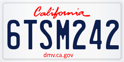 CA license plate 6TSM242