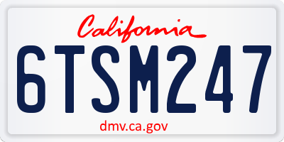 CA license plate 6TSM247