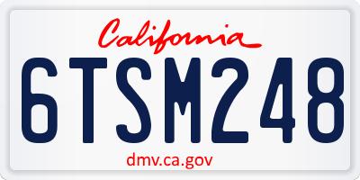CA license plate 6TSM248