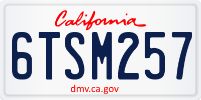 CA license plate 6TSM257