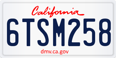 CA license plate 6TSM258
