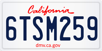 CA license plate 6TSM259