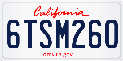 CA license plate 6TSM260