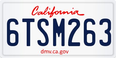 CA license plate 6TSM263