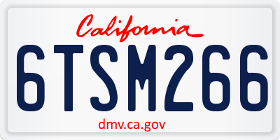 CA license plate 6TSM266