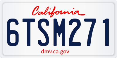 CA license plate 6TSM271