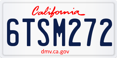 CA license plate 6TSM272