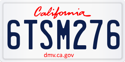 CA license plate 6TSM276