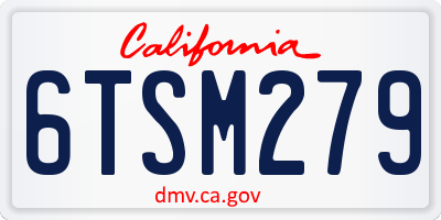 CA license plate 6TSM279