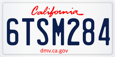 CA license plate 6TSM284