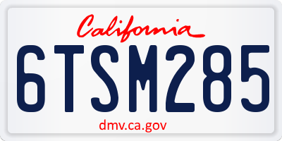 CA license plate 6TSM285