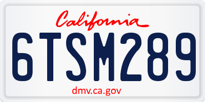 CA license plate 6TSM289