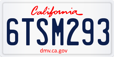 CA license plate 6TSM293