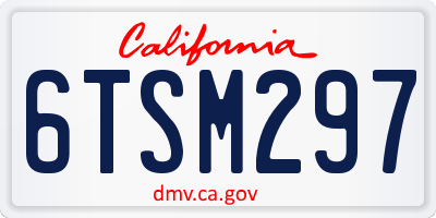 CA license plate 6TSM297