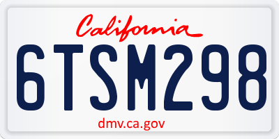 CA license plate 6TSM298