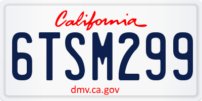 CA license plate 6TSM299