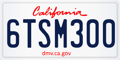 CA license plate 6TSM300