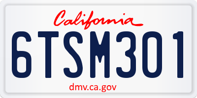 CA license plate 6TSM301