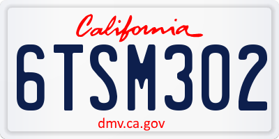 CA license plate 6TSM302