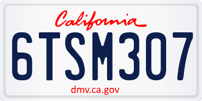 CA license plate 6TSM307