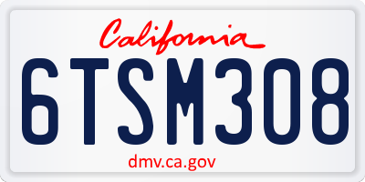 CA license plate 6TSM308