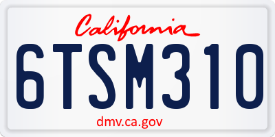 CA license plate 6TSM310