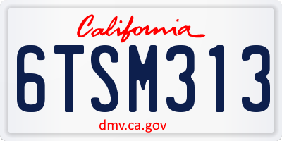 CA license plate 6TSM313