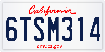 CA license plate 6TSM314