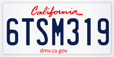 CA license plate 6TSM319