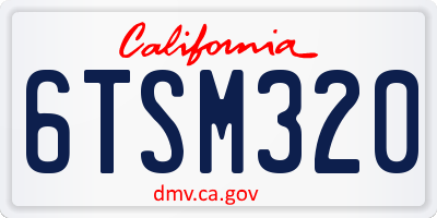 CA license plate 6TSM320