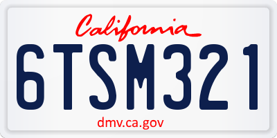 CA license plate 6TSM321
