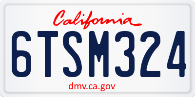 CA license plate 6TSM324