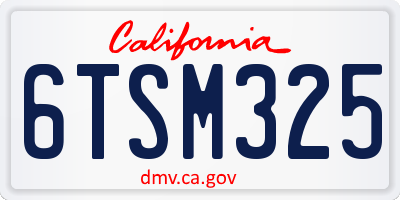 CA license plate 6TSM325