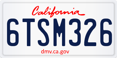 CA license plate 6TSM326