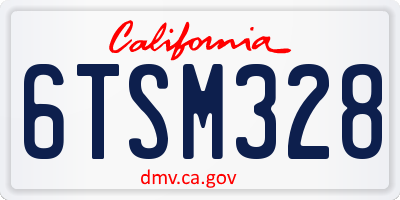 CA license plate 6TSM328