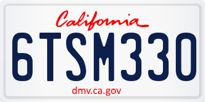 CA license plate 6TSM330