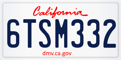 CA license plate 6TSM332