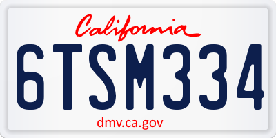 CA license plate 6TSM334