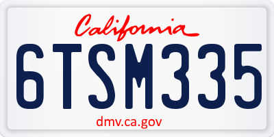 CA license plate 6TSM335