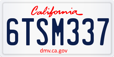CA license plate 6TSM337