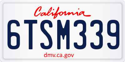 CA license plate 6TSM339