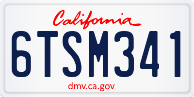 CA license plate 6TSM341