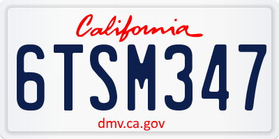 CA license plate 6TSM347