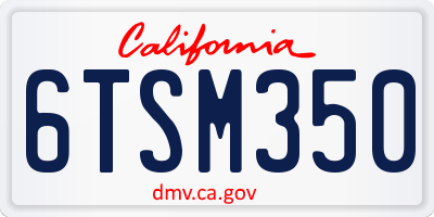 CA license plate 6TSM350