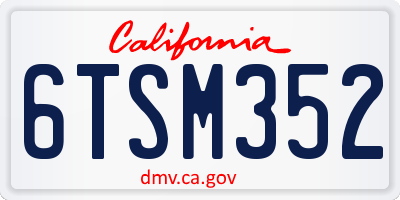 CA license plate 6TSM352