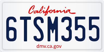 CA license plate 6TSM355