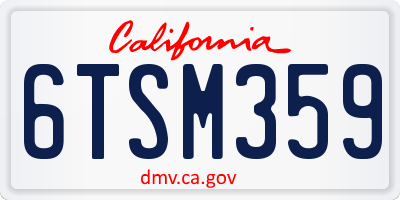 CA license plate 6TSM359